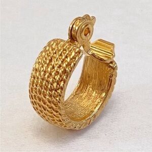 VTG Monet Textured Gold Tone Hoop Single Earring Clip On Monet